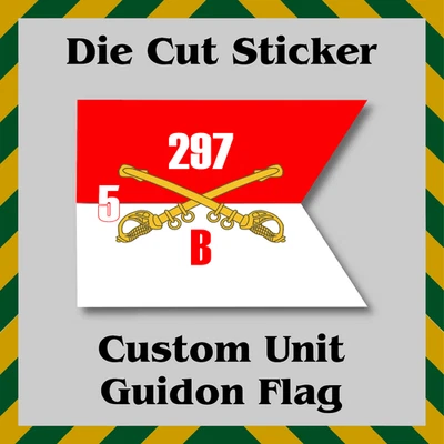 JEK SERVICES COMPANY Custom Guidon Flag Sticker, Cavalry Unit, Die-Cut Vinyl Printed Decal, US Army