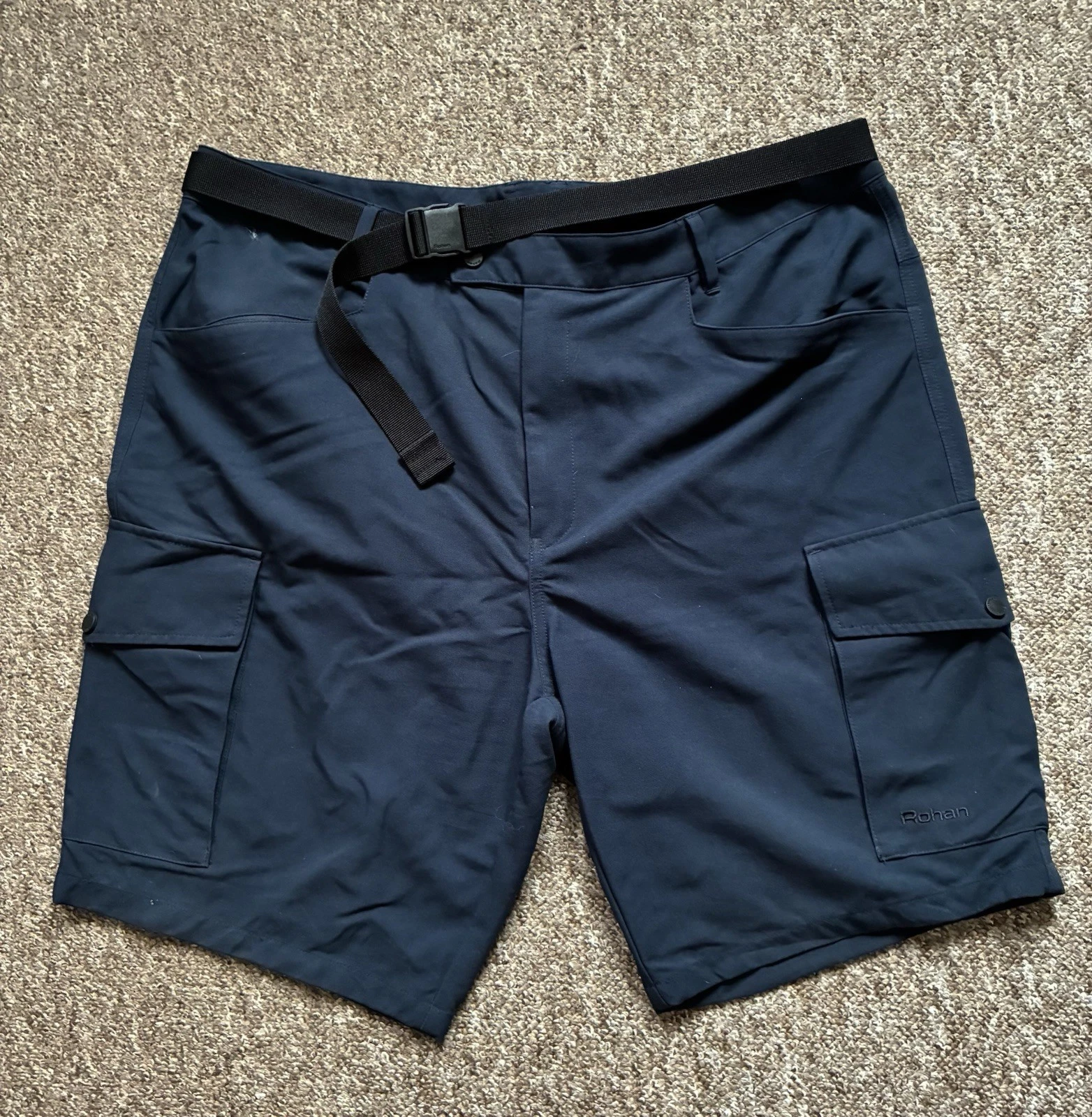 Rohan Cargo Hiking Shorts Mens UK 40/42 Navy Walking Travel Belted Lightweight