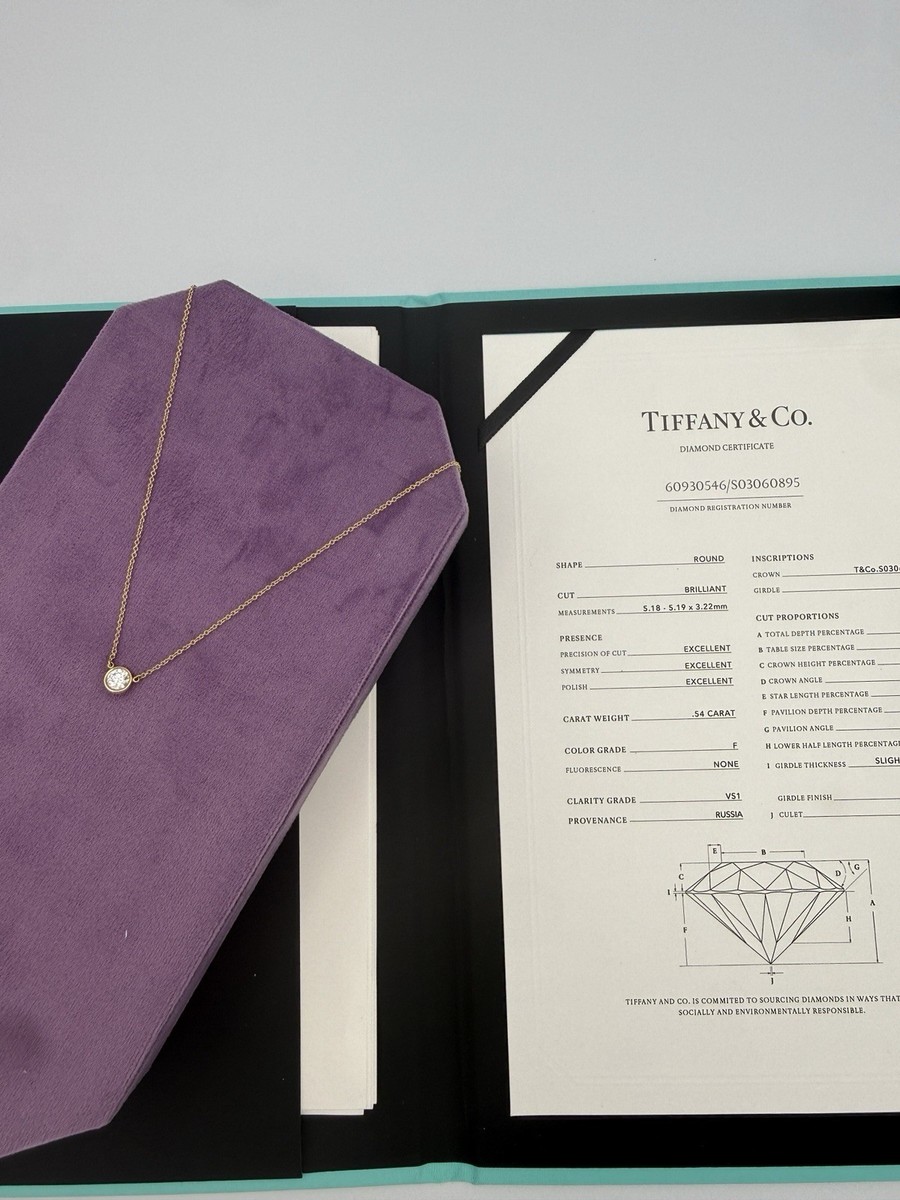 Tiffany Elsa Peretti DBTY 18K YG .54ct F VS1 Necklace 2.3g | eBay