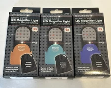 SecureBrite LED Magnifier Light 5X Magnification w/ Pouch – Set Of 3