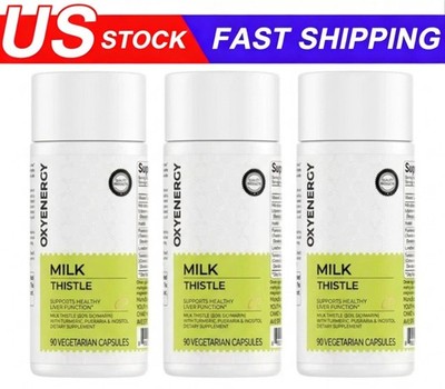OXYENERGY Milk Thistle Liver Support 3-Pack Silymarin Turmeric 270 Veggie Caps