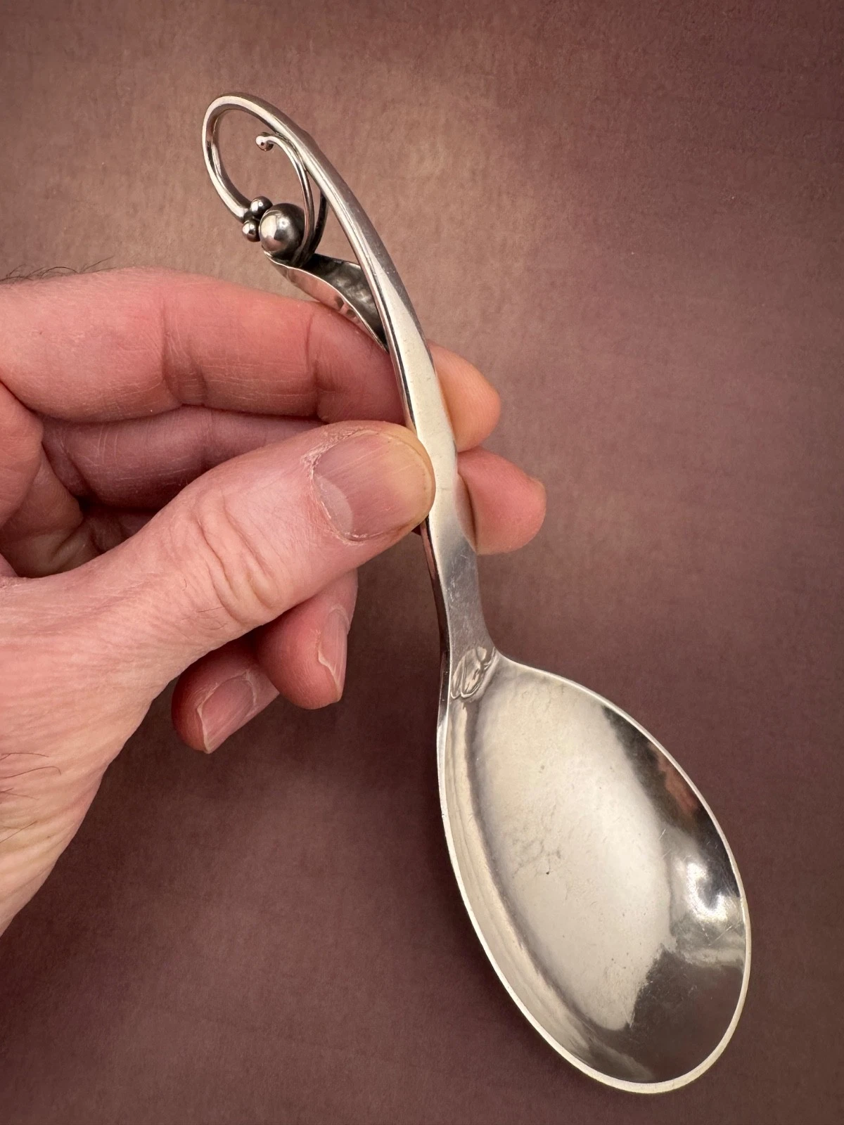Blossom Ornamental Georg Jensen Silver Sauce Ladle 55 grams 6.5" Old Mark