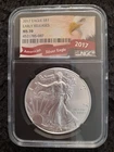 2017 Silver Eagle NGC MS70 Eagle Label Black Slab