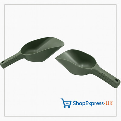 2 Pack Carp Fishing Bait Scoop Olive Green - Baiting Spoon Tackle Accessory