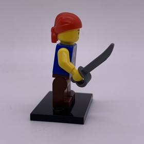 LEGO Pirate Minifigure Blue vest Reddish Brown Legs Red Bandana pi137b 9349
