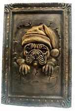 Christmas French Bulldog 6” X 9” 3D Wall Art Plaque Relief Sculpture Home Decor