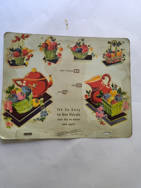 Vintage 1930s or 1940s Large TWO Sided Page SALESMAN SAMPLE of Meyercord Decals