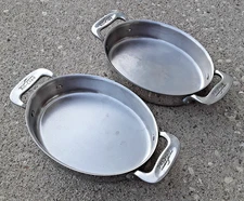 All-Clad 7" Au Gratin Mini Oval Baker Baking Dish Pan Stainless 7x5 LOT of 2