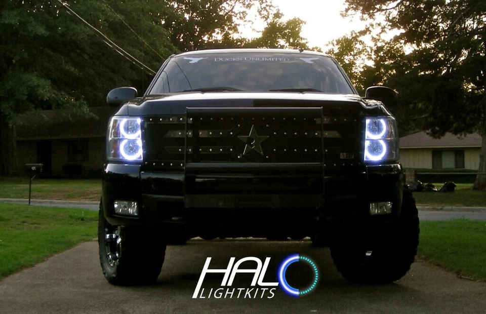 Kit de anillo halo redondo de faros LED V1 2007-2013 ORACLE Chevy Silverado blanco  Foto 4 de 4