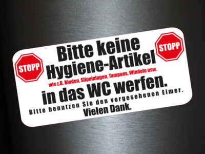 1 x Sticker Please No Hygiene Items Throw In Toilet Tie Nappies STOP