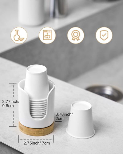 Ceramic Bathroom Cups Dispenser - 3 Oz Disposable Paper & Plastic Bathroom Cups - 第 6/12 張圖片
