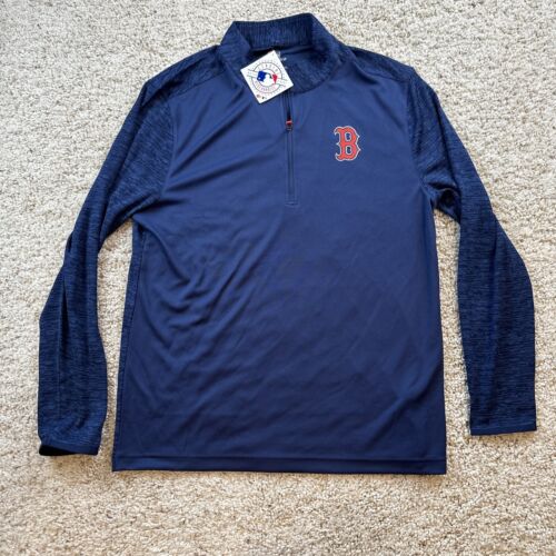 Boston Red Sox Shirt Mens Large Blue Quarter Zip Performance Stretch Baseball