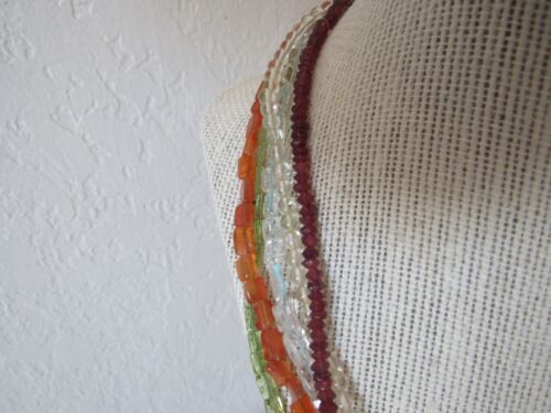 VTG 20" Sterling 925 Carnelian Peridot Garnet Crystal Stone Necklace Bali Look - Picture 3 of 6