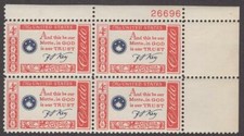 Scott # 1142 - US Plate Block Of 4 - Francis Scott Key Credo -  MNH - 1960