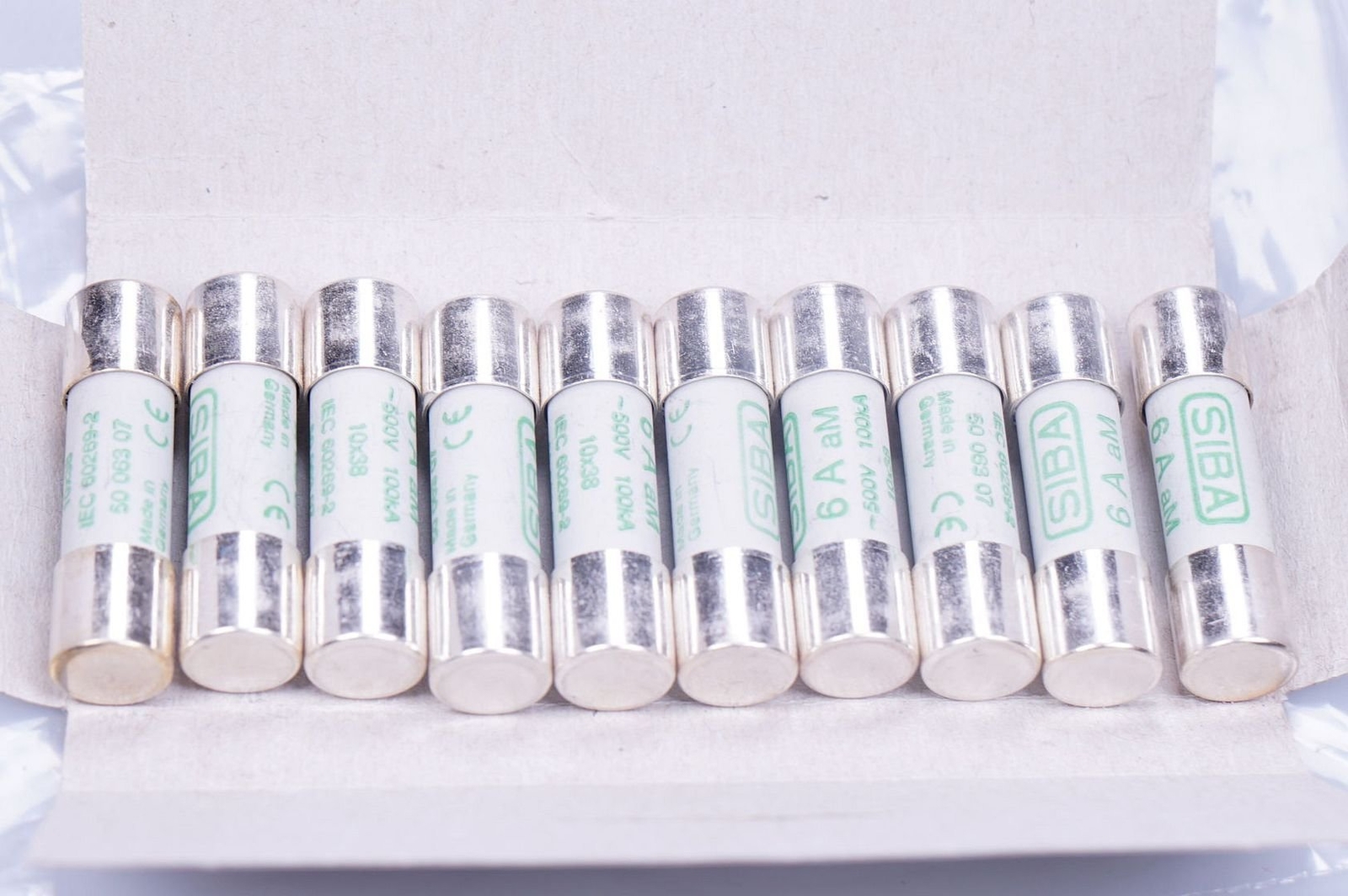 Siba Nfc 6A AM 500V 10X38mm 5006307.6 Fuse Inserts OVP (VPE 10 Pieces)