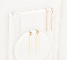 QVC Joan Rivers Set of 3 Crystal Stud Bar Earrings