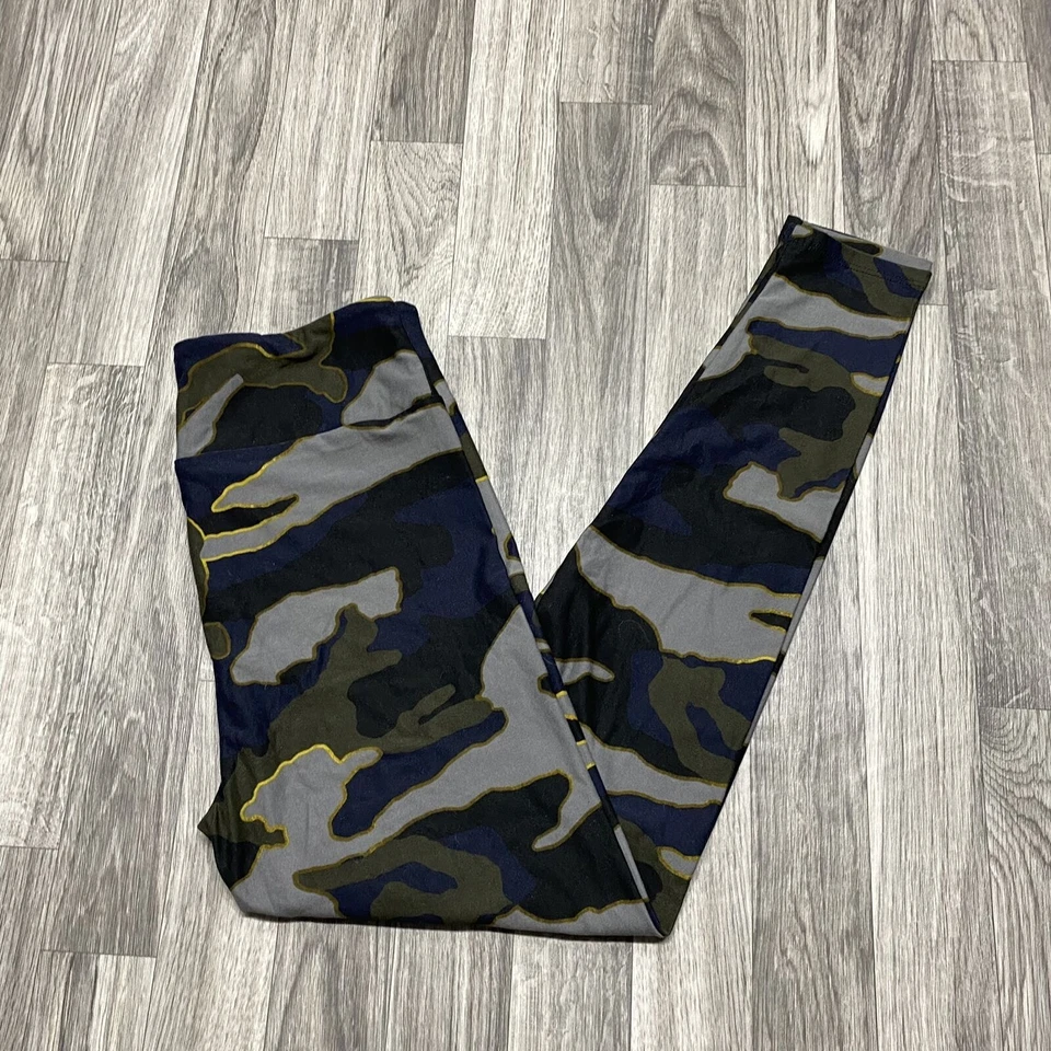 Leggings informales camuflados multicolores pierna ajustada tiro alto LULAROE para mujer talla única Foto 2 de 4