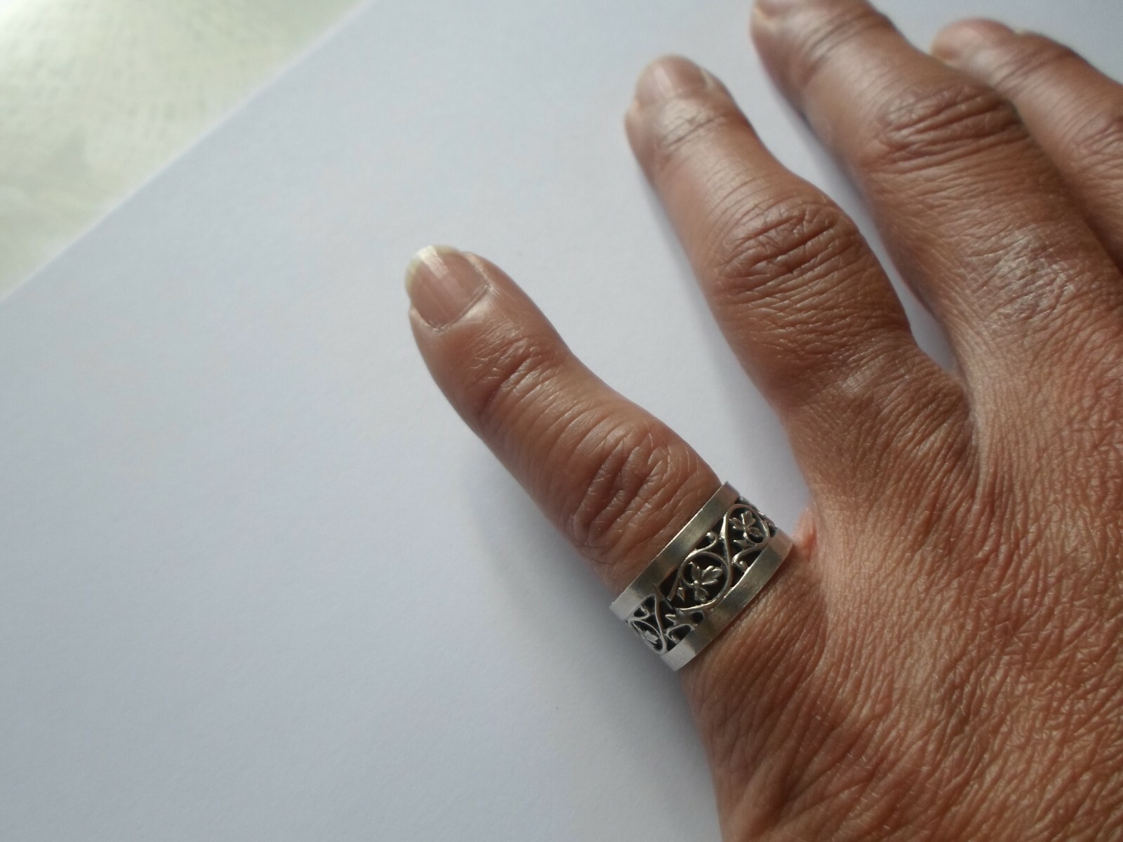 solid silver ring, full openwork tower, vine leav… - image 2