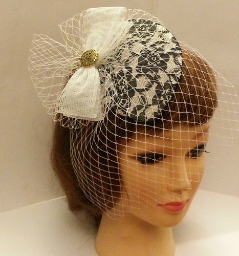 Vintage 1940s-50s Fascinator Veil Black 