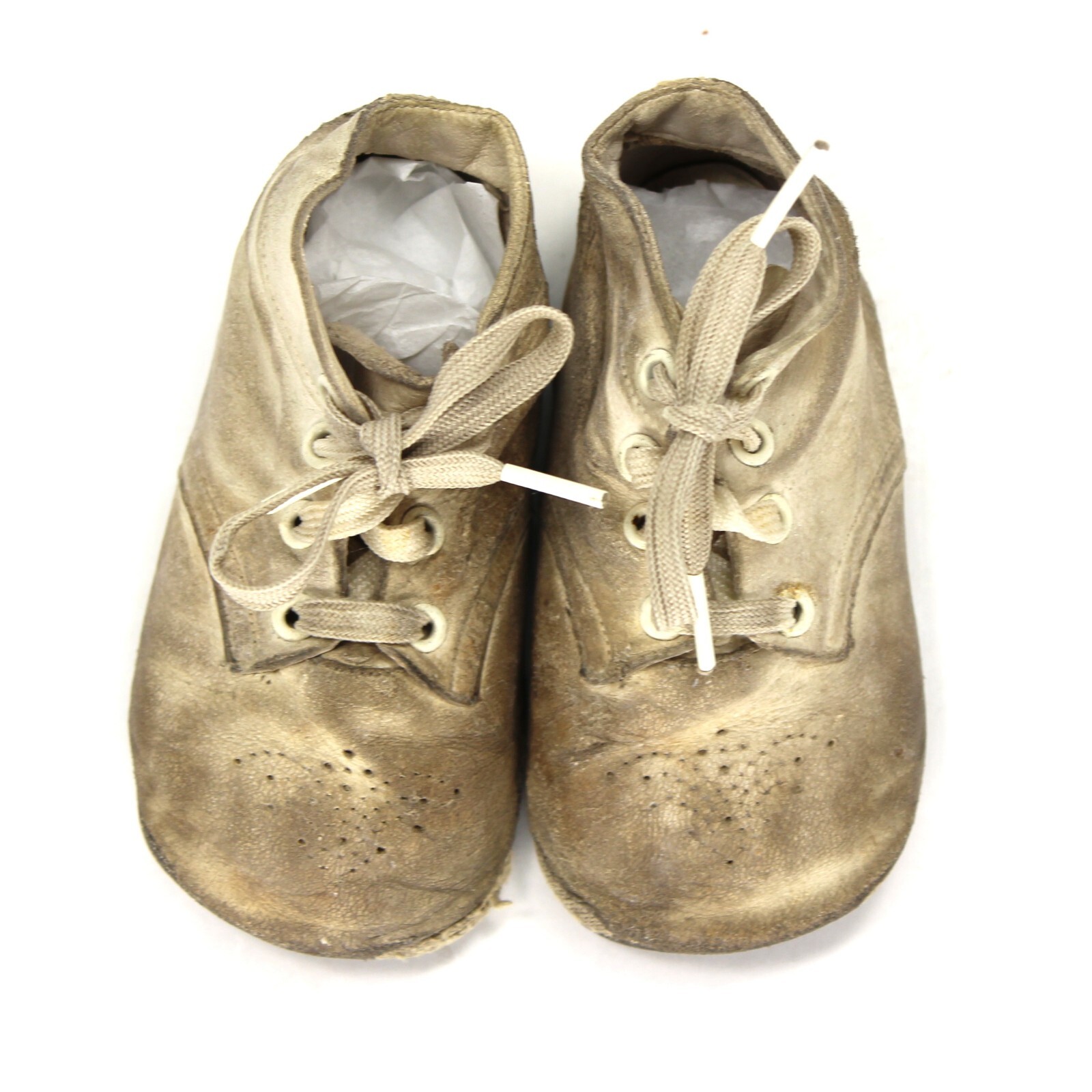 Vintage Mrs Days Ideal Leather Baby Shoes Worn & Stained Toddler Boots-image