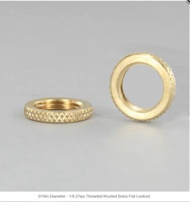 NEW~LOT OF 5 SOLID BRASS KNURLED LOCK NUT 9/16" Dia. 1/8F-IP (3/8" lamp pipe)