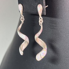 Spiral Sterling Earring Vintage Navajo Native American Zuni Opal DJ Dennis James