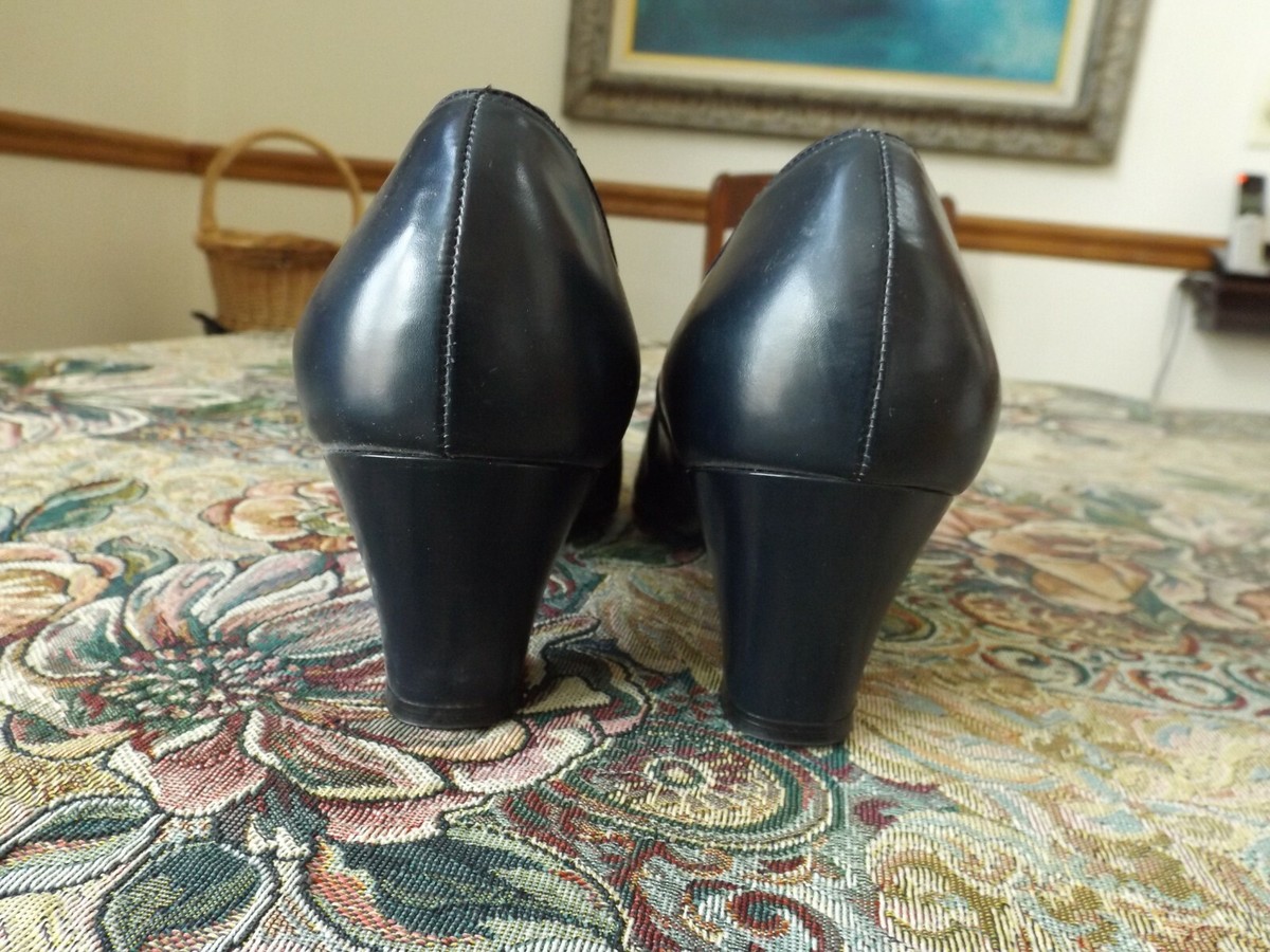 Escarpins Vintage De Lux Shoe Shop - Taille 8A (US), Cuir Noir, Talons 2 1/8 Pouces, Neuf Ancien Stock
