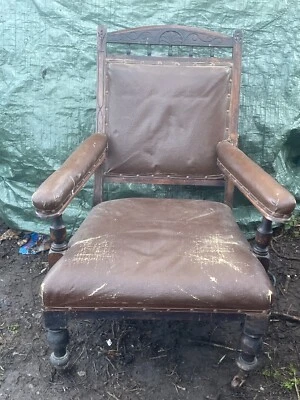 ANTIQUE VICTORIAN / EDWARDIAN ARM CHAIR / THRONE CHAIR SEAT FOR RESTORING - Image 1 of 4