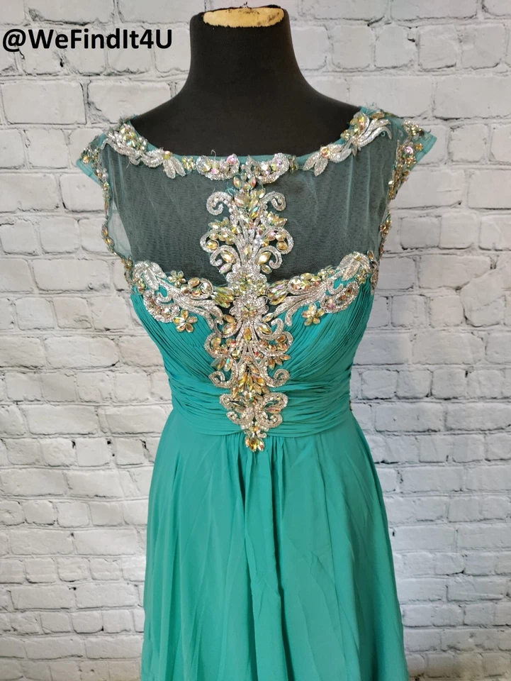 VESTIDO DE FIESTA FORMAL G1888 PARTY TIME AQUA MARINE TALLA 6 $458 Foto 4 de 4
