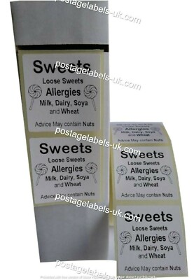 Süße Allergen Etiketten Warnaufkleber Allergie Inhalt Etiketten 500-1000 auf einer Rolle