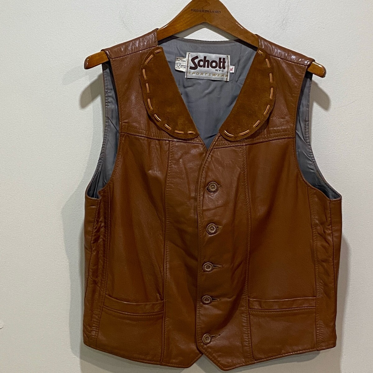 メンズ 80s Schott WESTERN スウェード ベスト usa製 L ボア