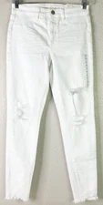 American Eagle 10 Long Next Level Stretch Cool White Jegging 29"L Distressed NWT