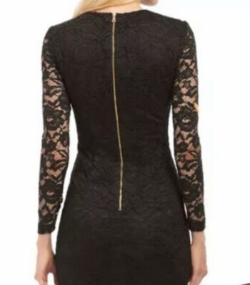 Nicole Miller Black Lace Butterfly Embroidery Y2K Whimsical Long Sleeve  Dress 8 | eBay