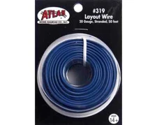 Atlas ~ New 2024 ~ Model Train Layout Dropper Wire ~ Blue ~ 50' ~ 20 AWG ~ 319