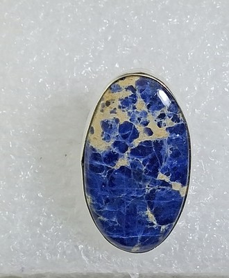 Top Sodalite Oval Shape Gemstone Handmade Ring Jewelry Ring Size 8.5 Inches