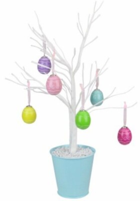 18'' Avon  Easter Egg Table Top Tree Centerpiece Tree w/Hanging Pastel Color Eggs