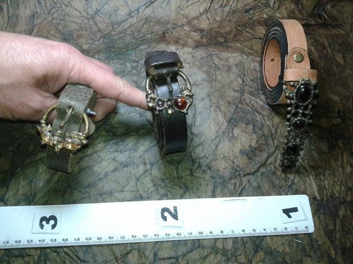 Cinturón Piel 2 CM Hebilla Marrón Oscuro Verde Beis Artesanal Vintage Buckle ME8