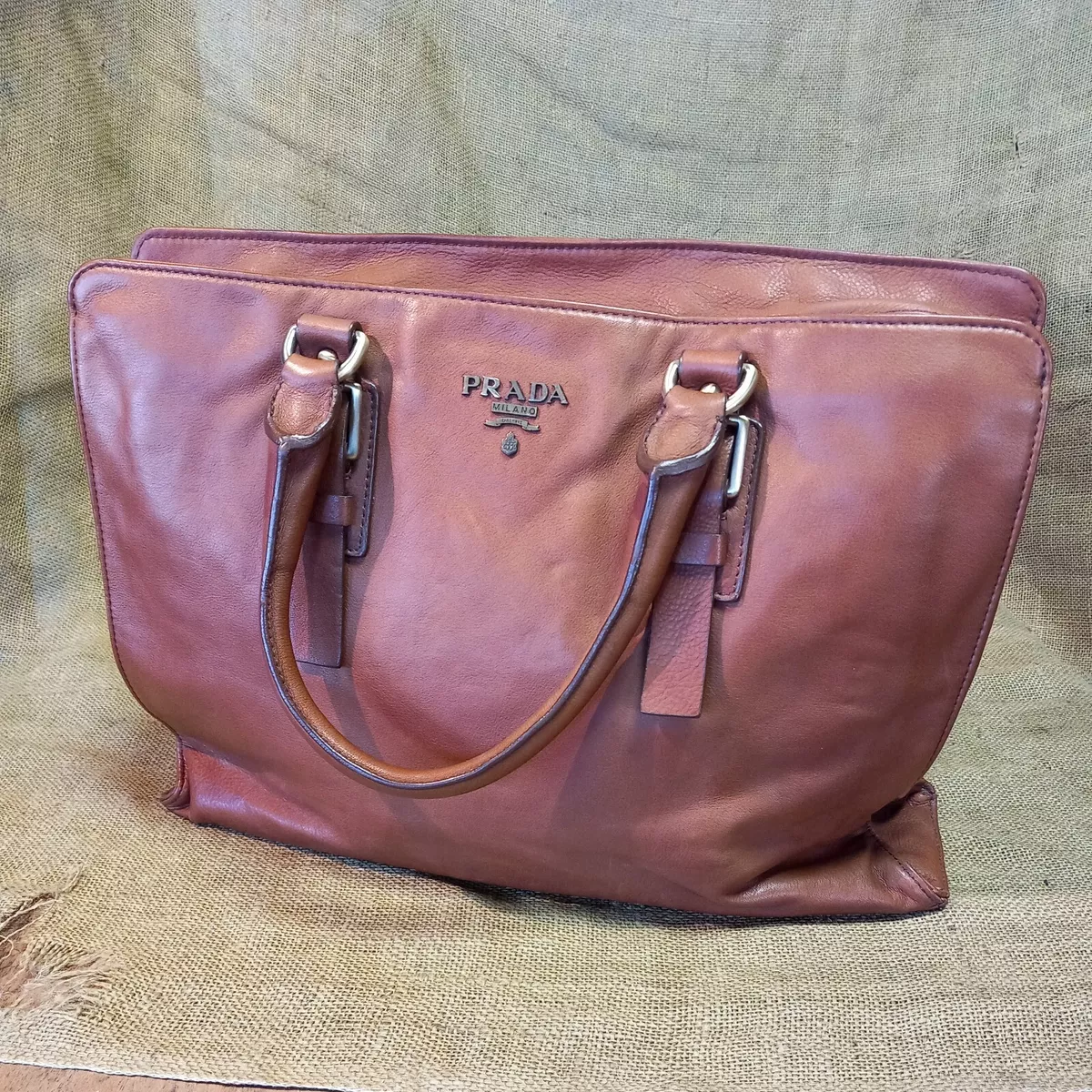 vintage prada brown leather bag