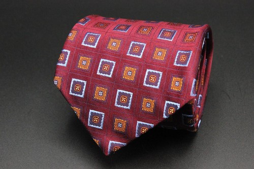 ROBERT TALBOTT Best of Class Tie. Red w Blue & Orange Boxed Floral.