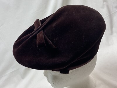 Vintage Mid-Century Suzy Lee Brown Velvet Beret Hat – Margaret\'s Lubbock TX Beret Everyday 1950s Vintage Hats for Women for sale | eBay main image 4