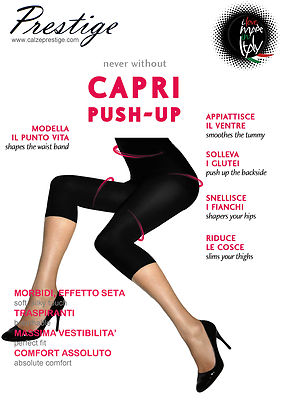Capri Prestige Modellante Snellente - Microfibre Noire Taille Haute - Neuf Avec Étiquettes - Italie