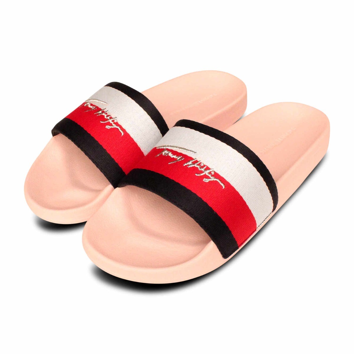 Tommy Hilfiger Designer Pale Pink Signature Pool Sliders | eBay