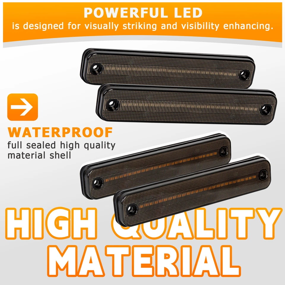 Juego de luces de señalización laterales LED ahumadas rojo ámbar 4X para HUMMER H2 2003-2009 Foto 2 de 4