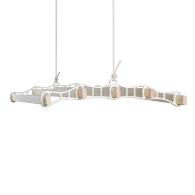 Wäschetrocknungsgestell Innenbereich x 5 Holzlatten Vintage Riemenscheibensystem Creme Gusseisen