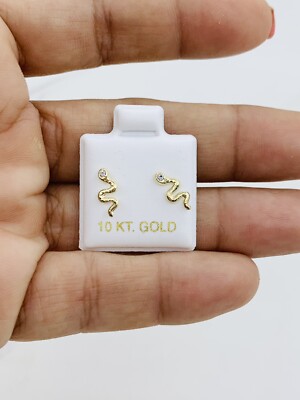10k Gold Ohrringe Schlange Screwback   Aretes de vibora oro 10 Kilates Tornillo
