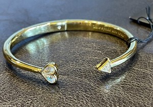 Authentic Kate Spade Rock Solid Stone Hinged Bracelet Cubic Zirconia Gold Plated NWT