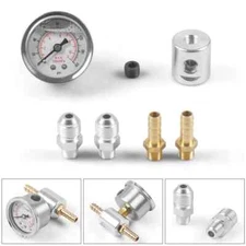 1/8NPT 0-160 PSI Fuel Pressure Gauge Liquid Filled Polished Case and Adaptor Kit