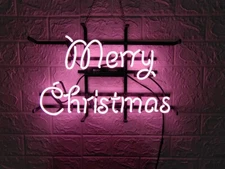 Merry Christmas Neon Light Sign 20"x16" Lamp Glass Decor Space Wall Bar Hanging