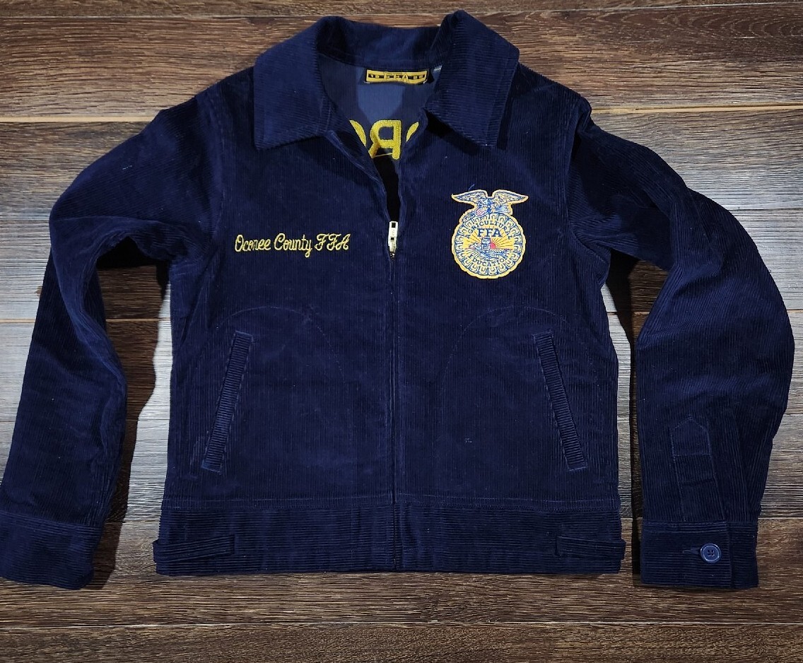 Blue FFA Corduroy Farmers Agricultural Jacket Georgia Oconee