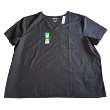 Scrubstar V-Neck Scrub Top Unisex Size 3XL Black Short Sleeve Work Shirt Durable